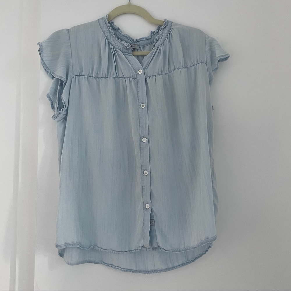 Ruthie Ruffle Cap-Sleeve Button-Down Top Rails